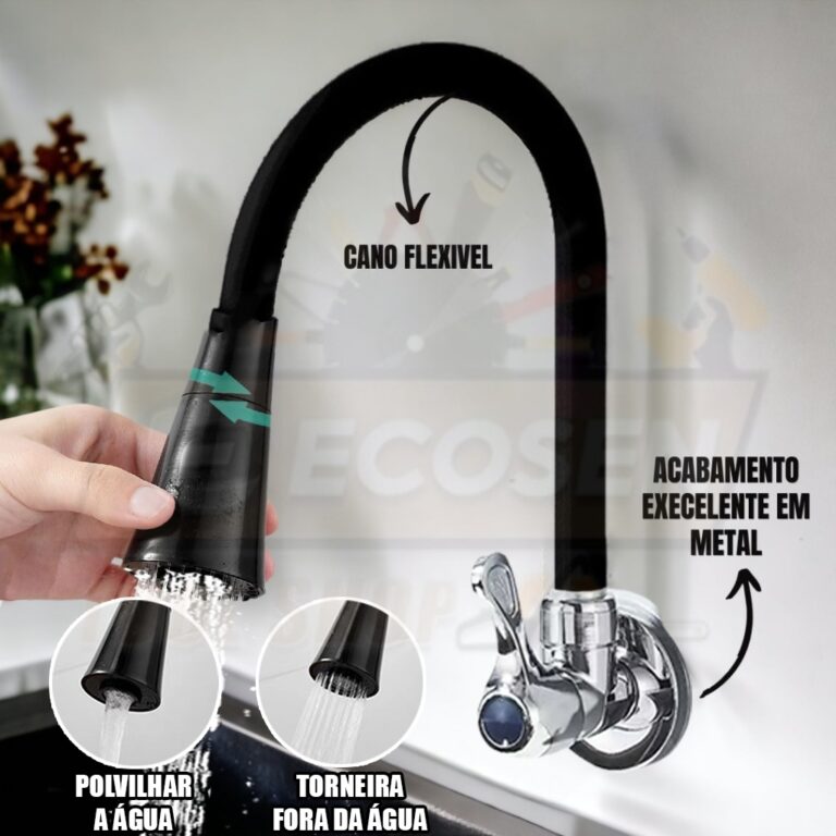 Torneira cozinha parede preta/Prateado flexível D