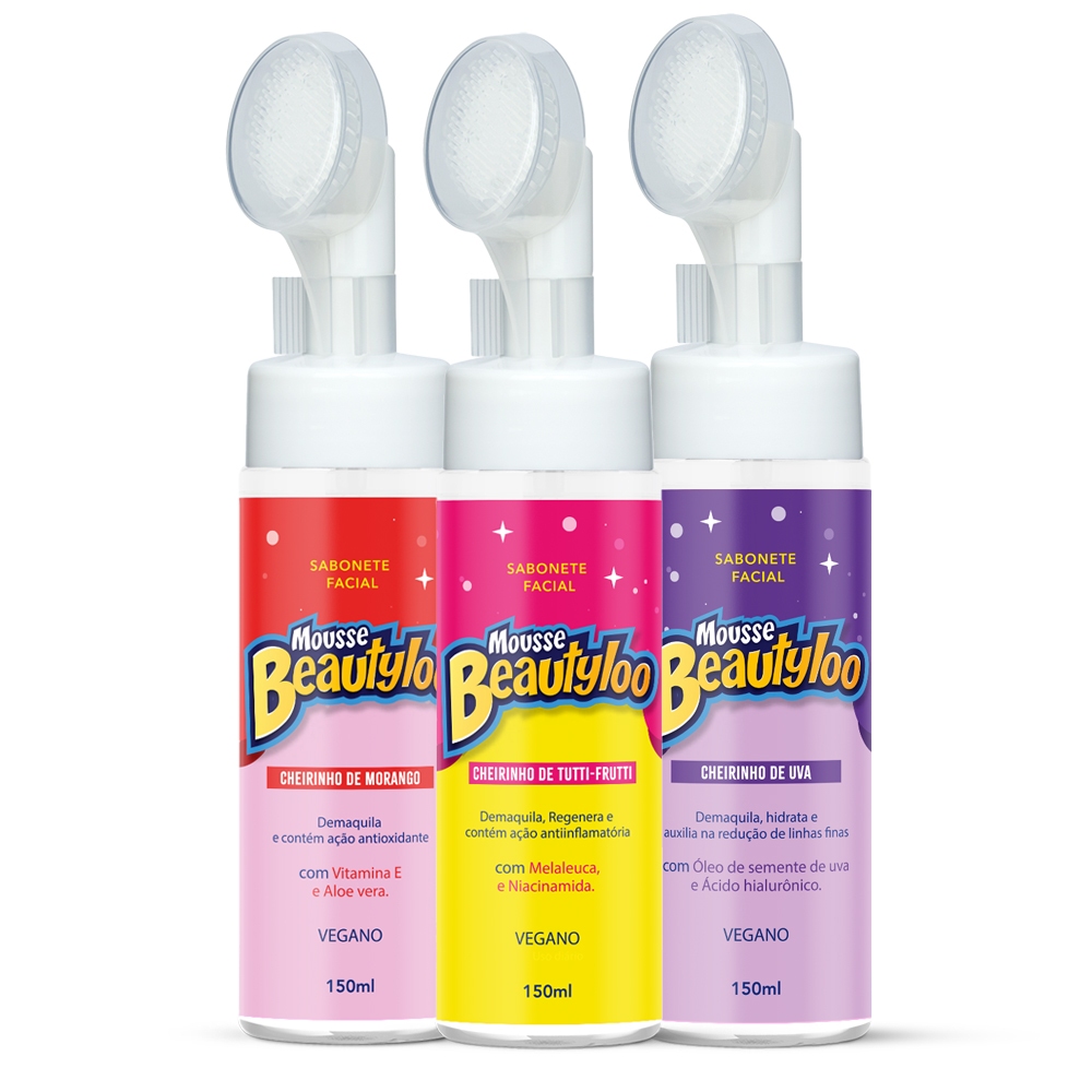 Kit Mousse Facial de Limpeza Espumante Beautyloo Face Beautiful 150ml