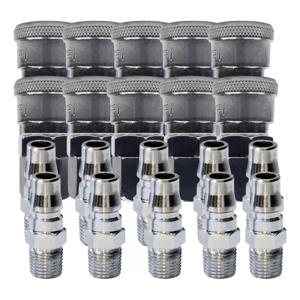 Kit Engate Rápido Alta Vazão 1/4 10 Engates E 10 Pinos Macho