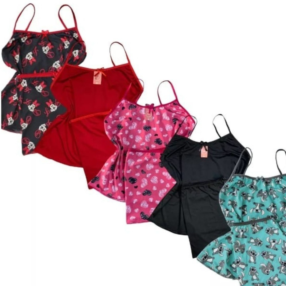 Kit Baby Doll Feminino Tecido Confortável Microfibra Diversas Estampas Cores Variadas