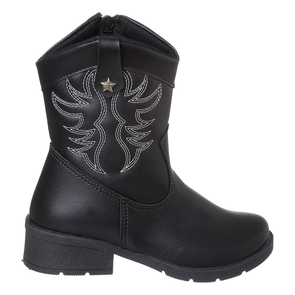 Bota Infantil Menina Texana Cano Curto Boiadeira Preto Moda Confortável Original