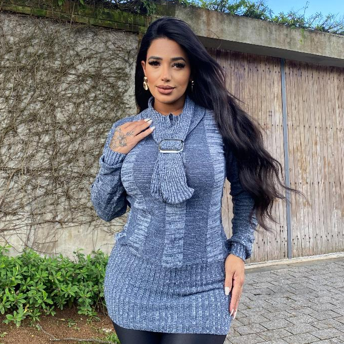 Maxi Pull Suéter Longo Blusa Estilo Vest legging 