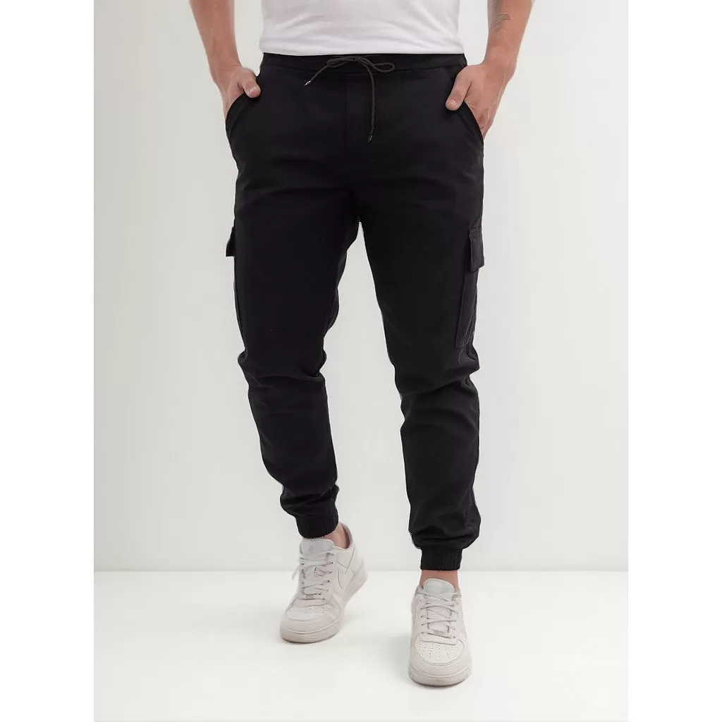 Calça Masculina Jogger Cargo Sarja Tendência Street Casual