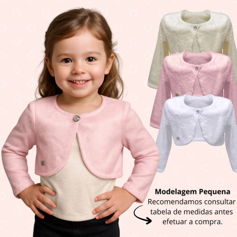 Bolero Infantil Casaco Casaquinho de Pelo Plush In