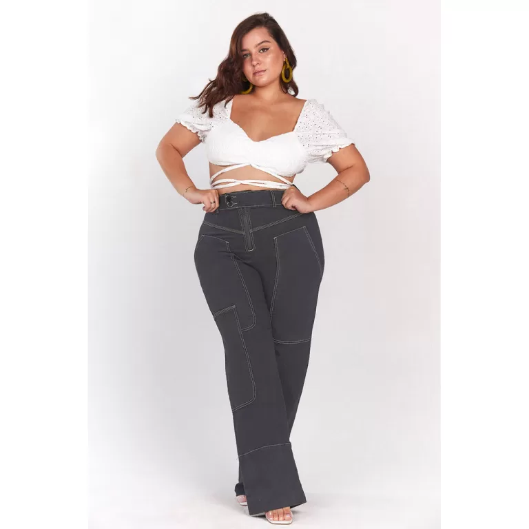 Calça Jeans Feminina Cintura Alta Planet Girls Pr