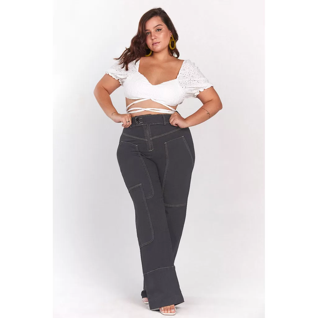 Calça Jeans Feminina Cintura Alta Planet Girls Preto