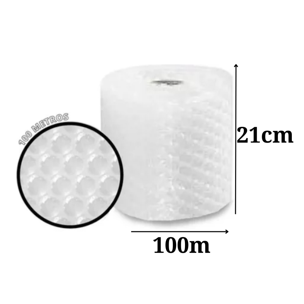 Plástico Bolha – Bobina 21 cm X 100 Mts E-commerce Mudança 25 Micras Bolha