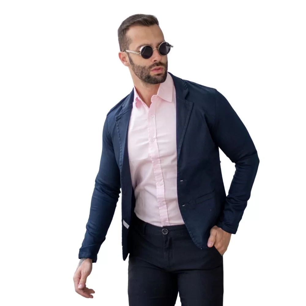 Blazer Slim Fit Masculino Esporte Fino/Moderno/Traje Esporte Fino/Blazer Slim Azul Petroléo