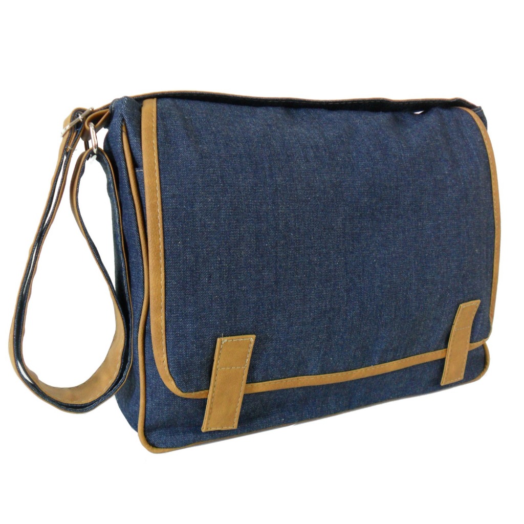 Bolsa Pasta Carteiro Transversal Ombro Notebook Documentos Jeans Masculino Feminino