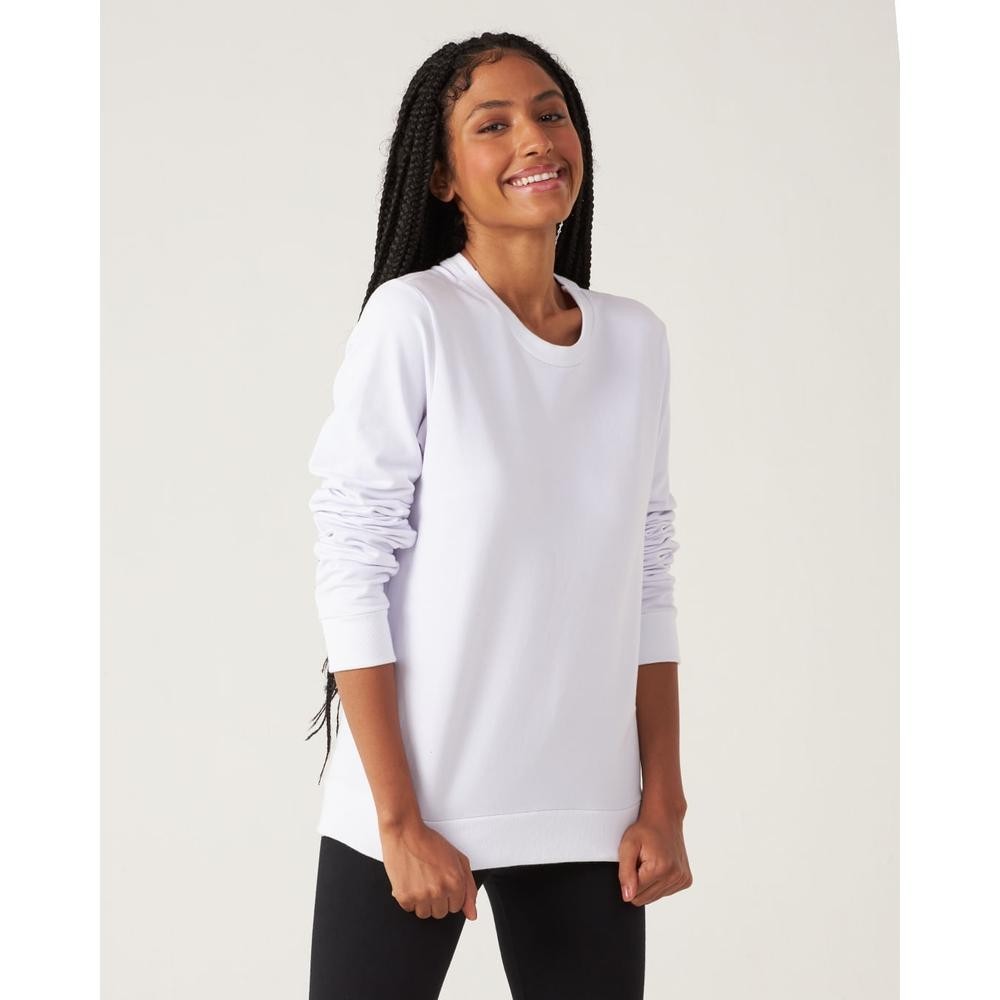 Blusão Básico Feminino Decote Redondo Moletom Stretch