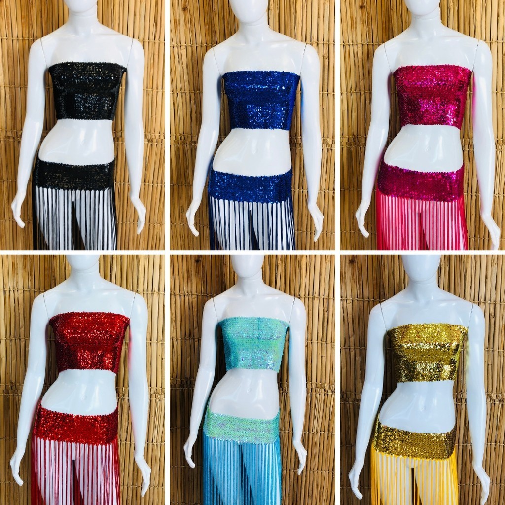 Top e Cinto em Paetê com Franjas  – Dança do Ventre/carnaval – Pronta Entrega TCFPE-2