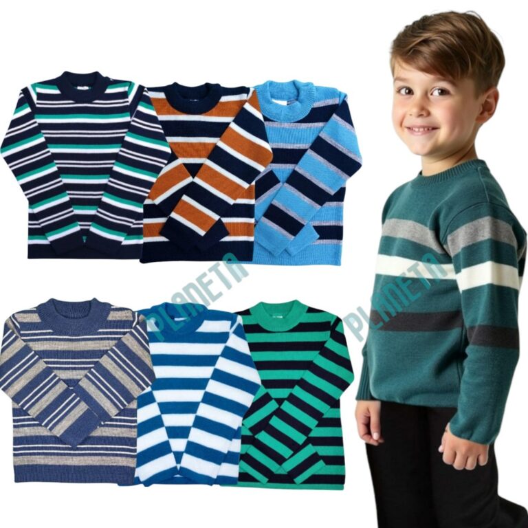 Kit 2 Blusas de Tricot Lã Infantil Juvenil Mascul