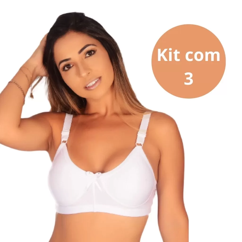 Sutiã Feminino Kit 3 Sem Bojo Sem Aro Conforto Máximo Sustentação Reforçada