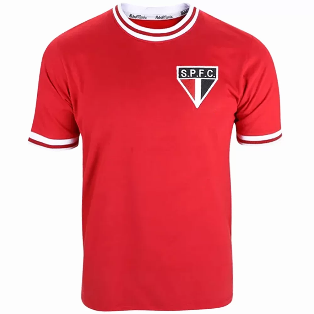 Camisa São Paulo Retrô Vintage Gola Careca Vermelha Masculina Oficial