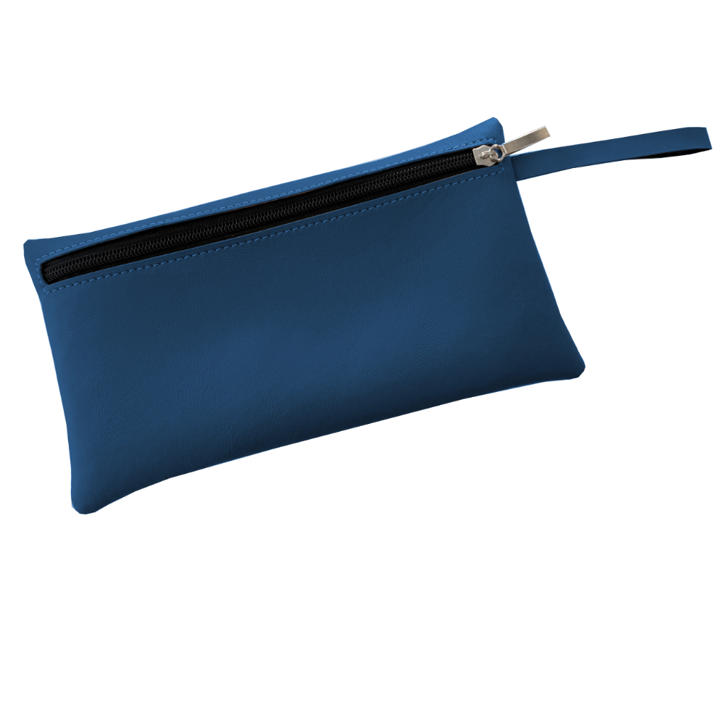 Bolsa Nécessaire de Mão Organizadora em Couro Sintético Azul
