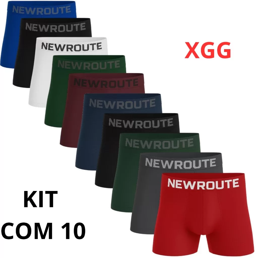 Kit 10 Cuecas Box Boxer New Route  Microfibra Adulto