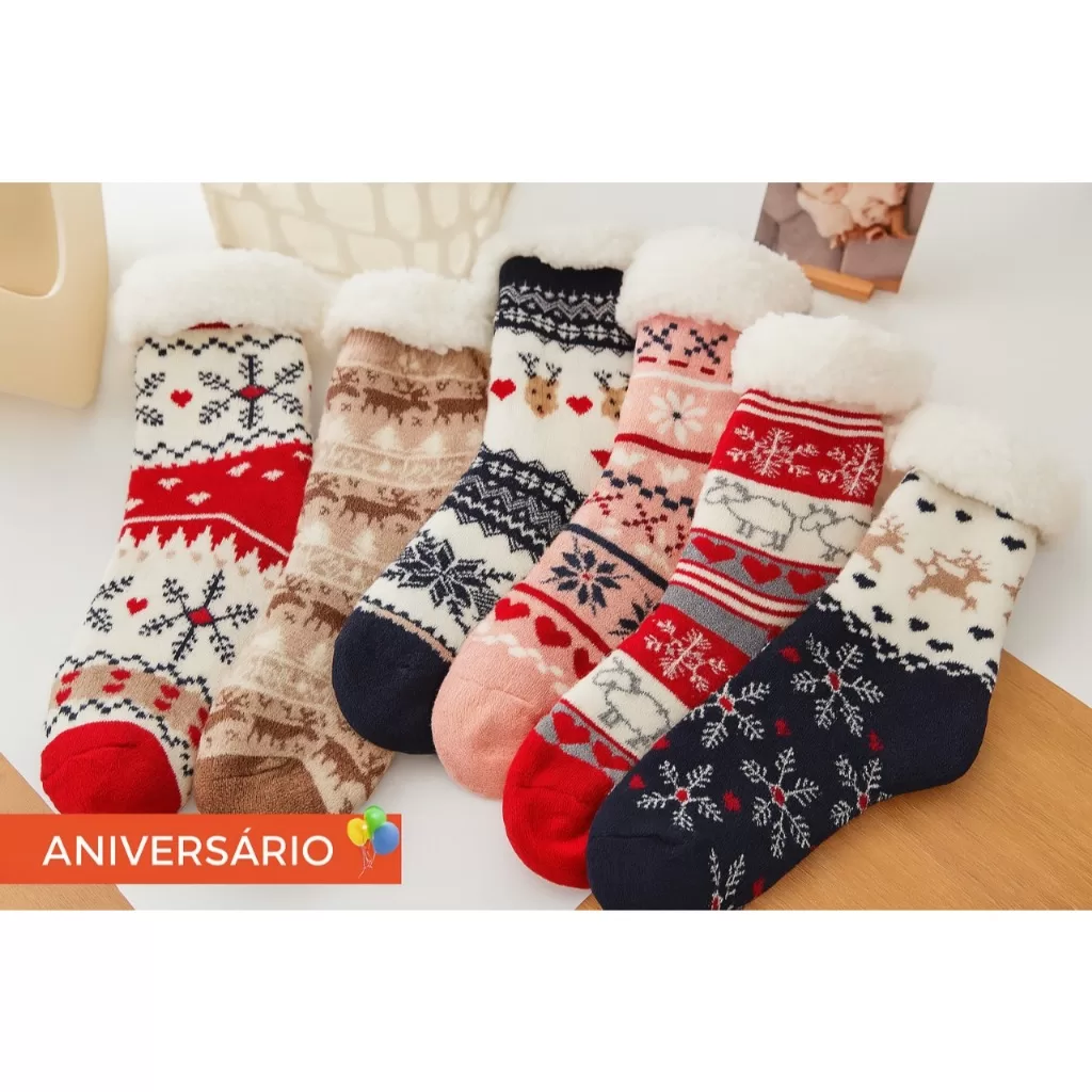 Kit Pares De Meia Carneiro Frio Quentinha Inverno Unissex Masculino Feminino