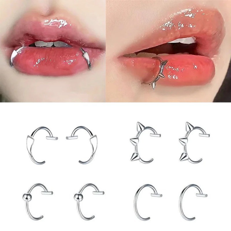 Feeling 316L 1pc Na Moda Punk Clipe De Aço Inoxidável Em Falso Piercing Lábio Anéis Feminino Masculi
