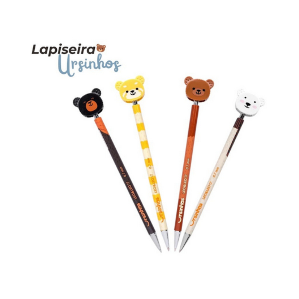 Lapiseira Ursinhos 0.5mm  LeoELeo | Caixa com 24 Unidades | Estilo, Qualidade e Economia para Revend