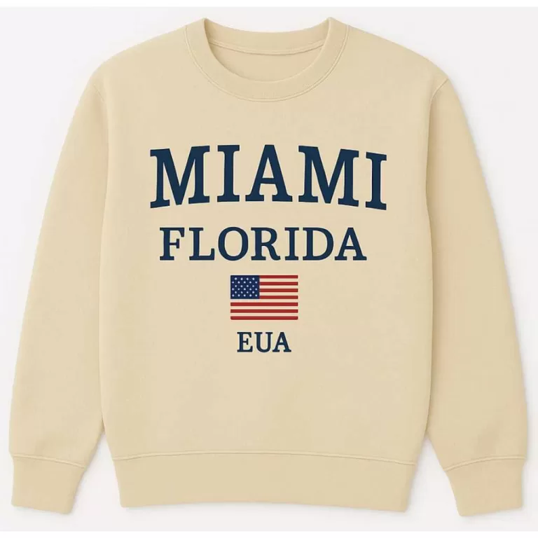 MOLETOM GOLA REDONDA MIAMI FLORIDA 2 PEÇAS  FLANE