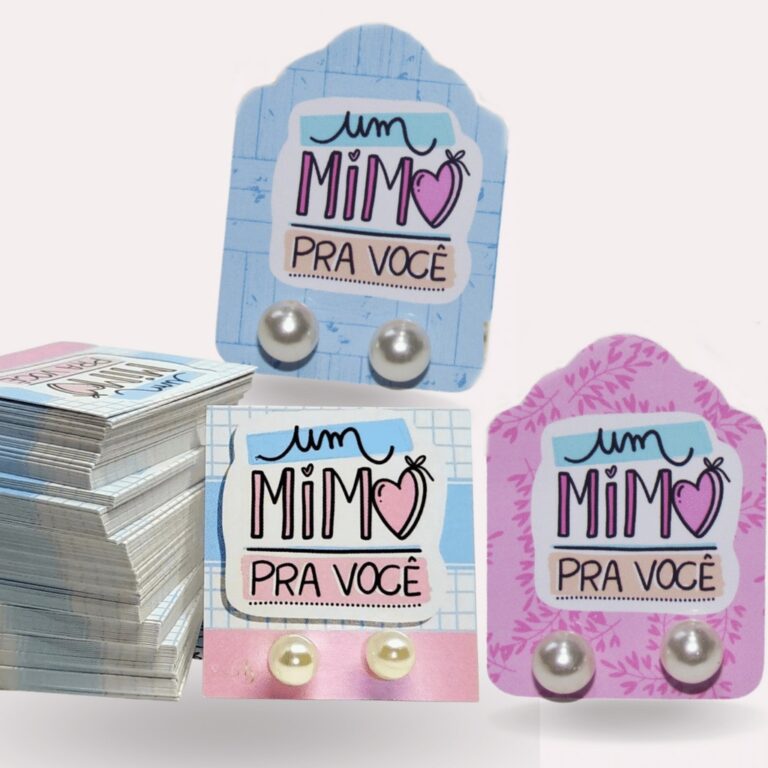 30 pares de Brinco perola com Tag personalizado Mi