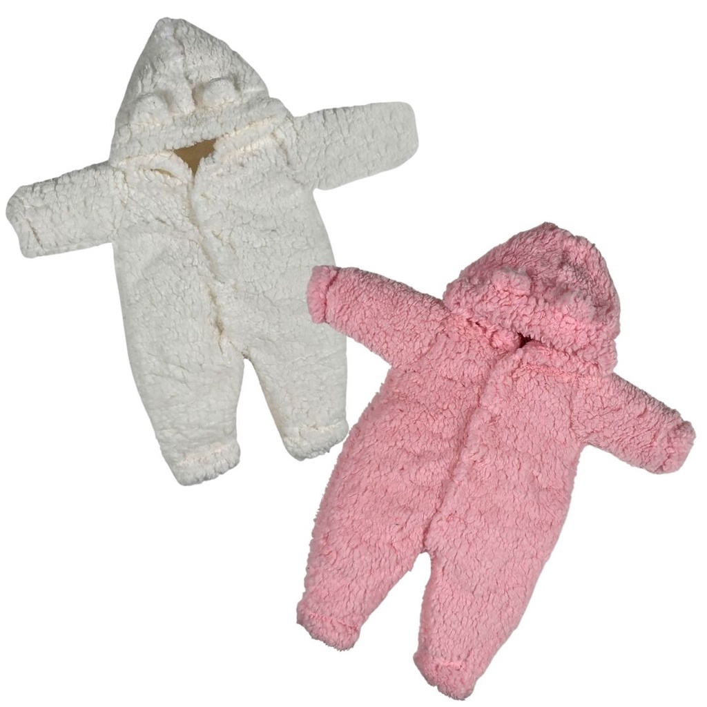 Kit 2 Macacão Pelúcia Bebe Inverno De Pelo Carneiro Menina