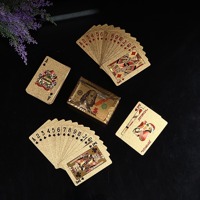 Aralho Dolar Dourado Ouro Folheado A Prova Dagua Contêm 54 Cartas Para Várias Cenas De Festa