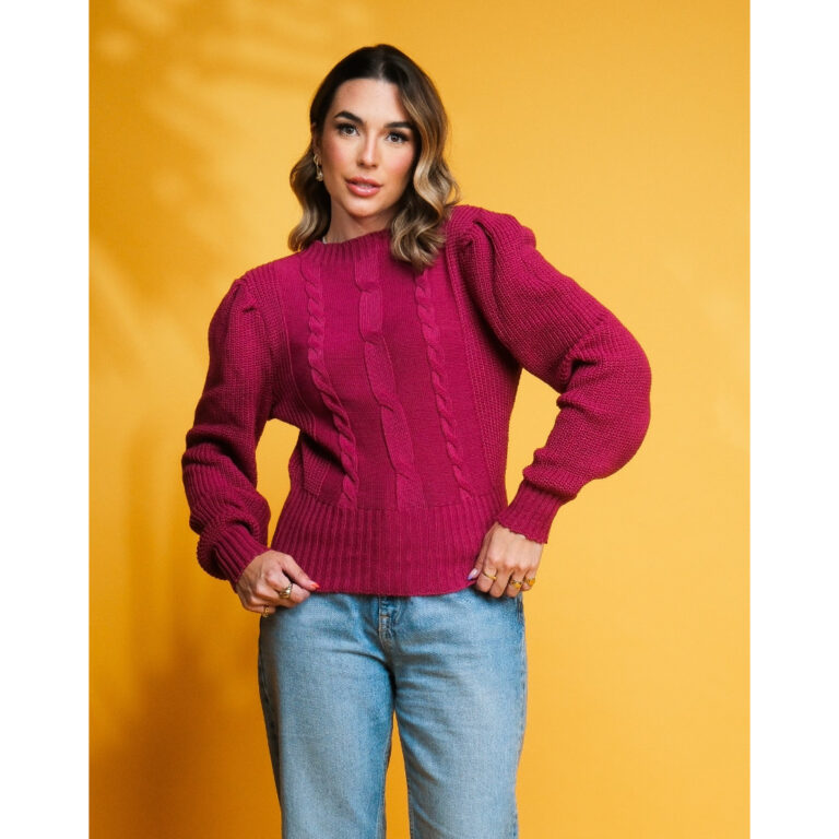 Blusa Feminina Manga Longa Tricot Tendência Moda 