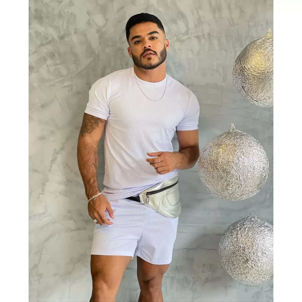 Conjunto Masculino Short Adulto Virada do Ano Camisa e Bermuda Mauricinho Exclusivo Reveillon