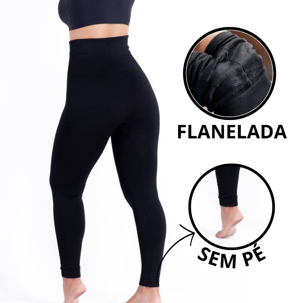 Meia Calça Feminina Térmica Peluciada Sem Pé Inverno Frio Tecido Felpudo