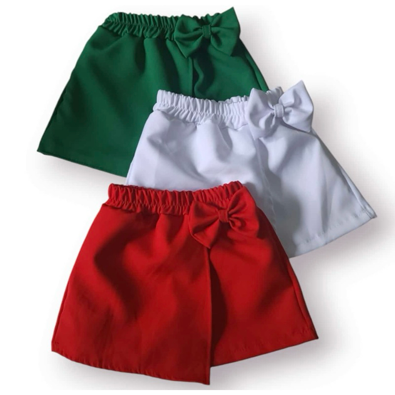 Shorts Saia Infantil Alfaiataria Cintura Elastico Mini Diva Moda Blogueirinha