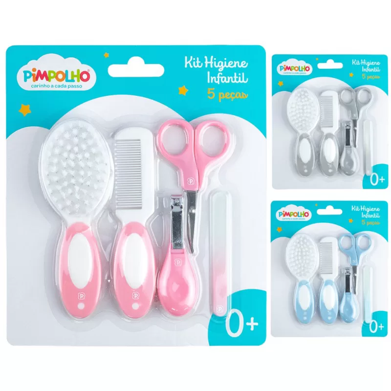 Kit Higiene para Bebê com 5 Peças Pimpolho  Cores Variadas