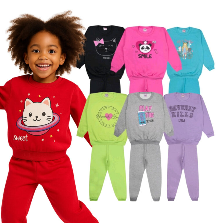 Kit 6 Peças Conjunto Moletom Infantil Menina 1 ao