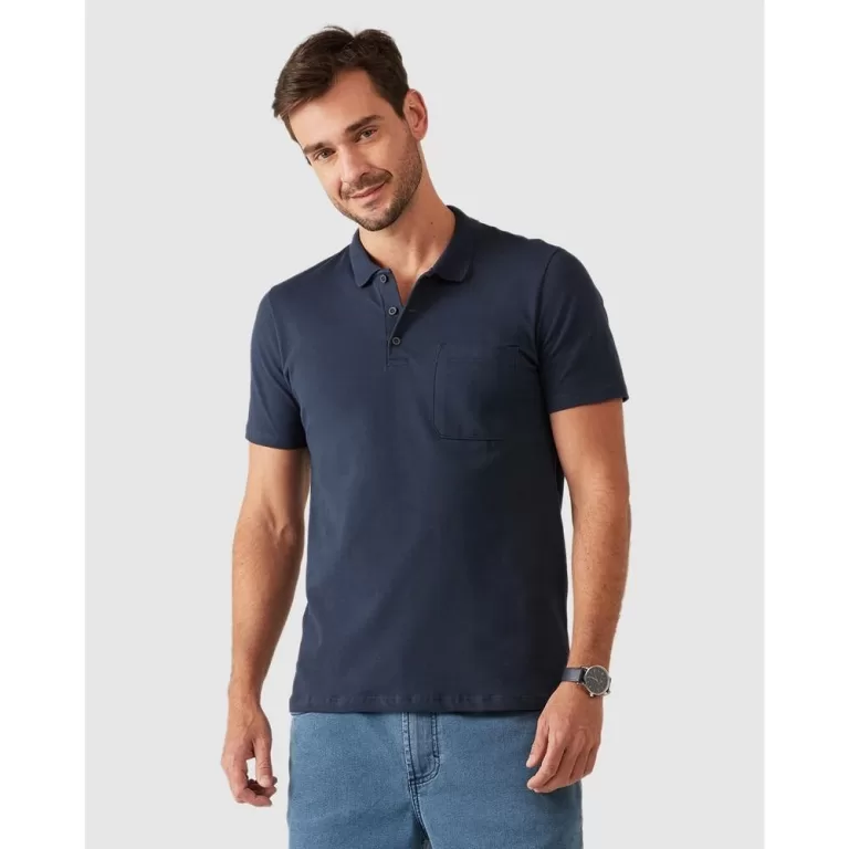 Camisa Polo Básica Masculina Gola Esporte E Bolso