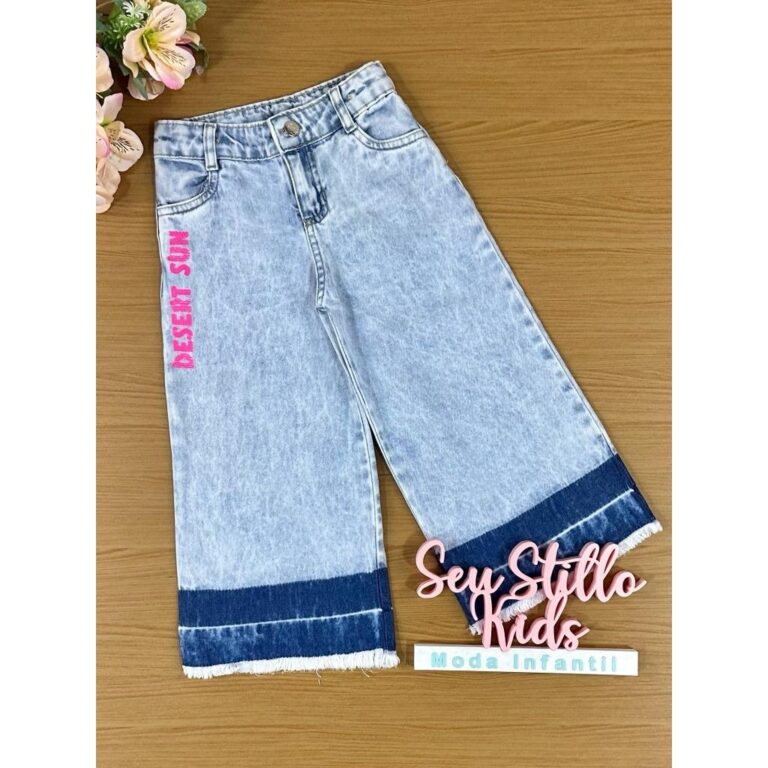 Calça Wide Leg Infantil Mon Sucré Inverno Jeans 