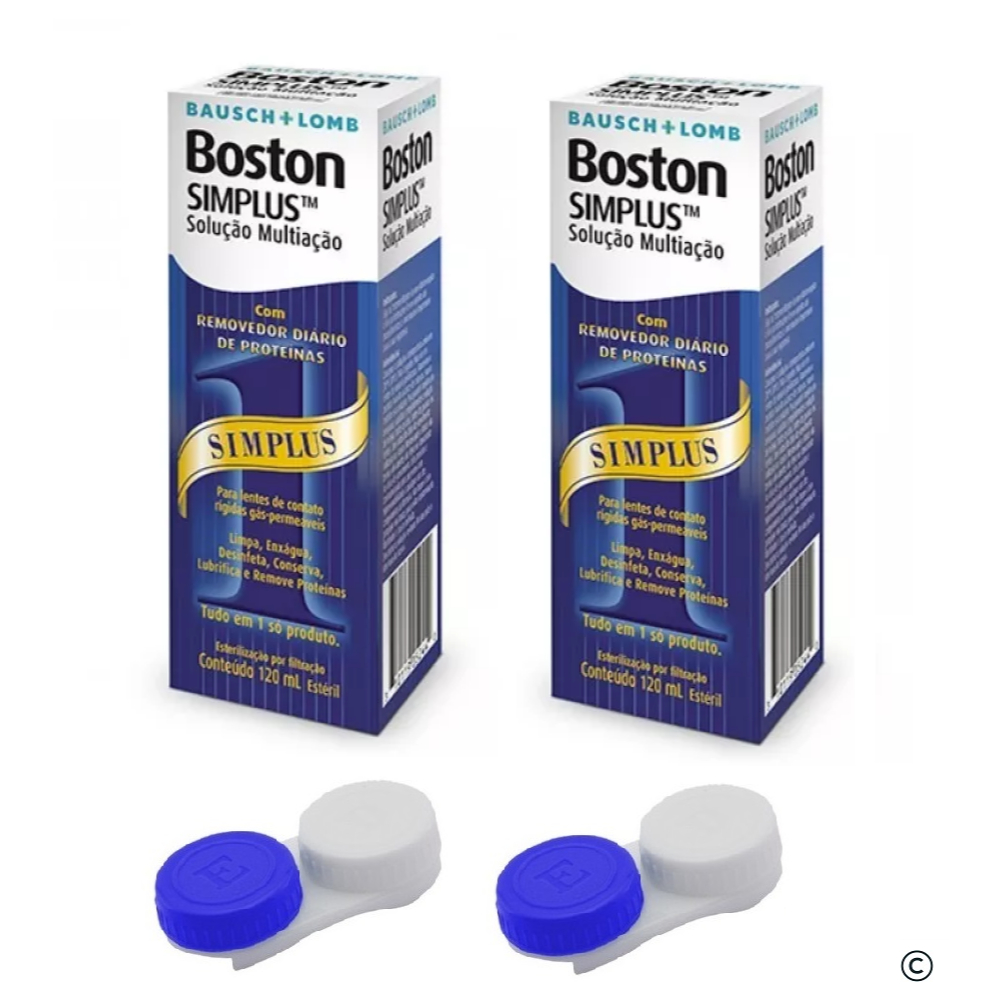 2 Soluções de Limpeza Boston Simplus® Para Lentes de Contato Rígidas + Estojo
