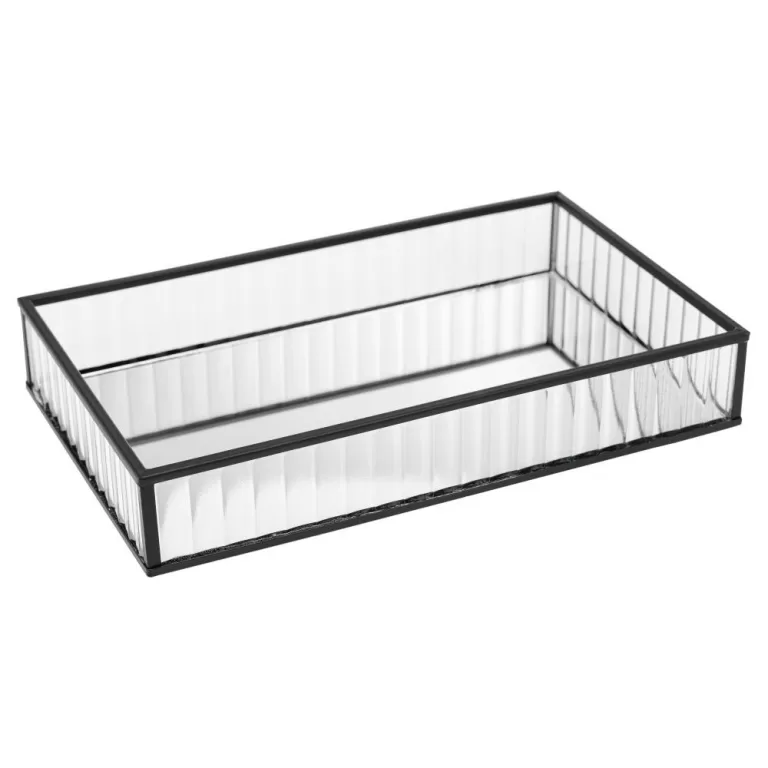 Bandeja Lyor de Metal com Espelho Preta 20cm x 30c