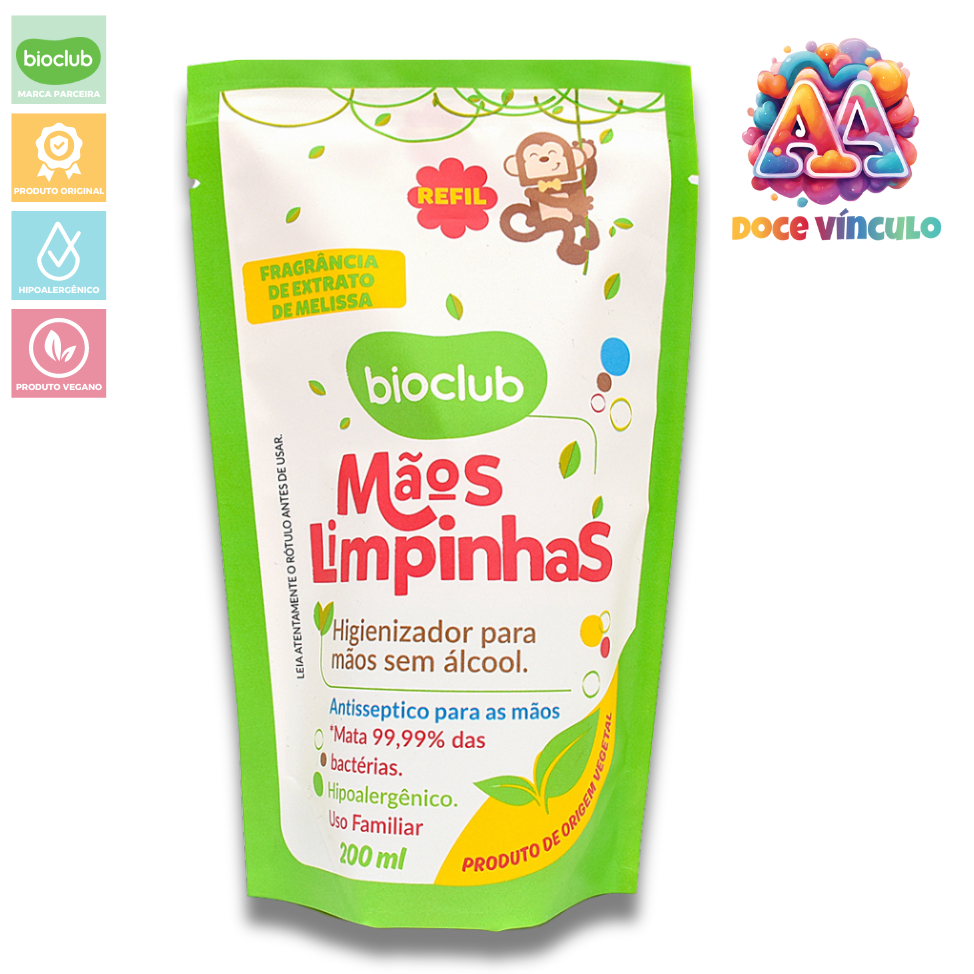 REFIL Higienizador de Mãos Sem Álcool – Mãos Limpinhas 200ml Bioclub