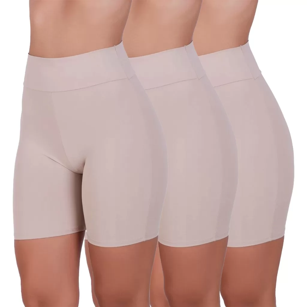 Kit 5 Short Anágua Segunda Pele Poliamida Cós Duplo Feminino Bermuda Íntima Lingerie