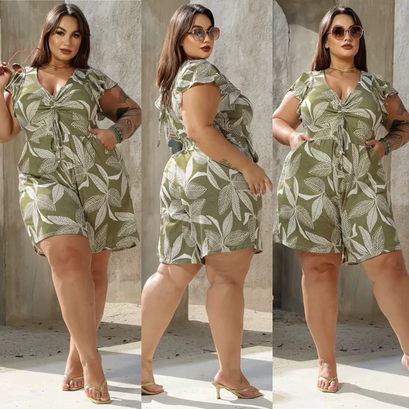 PREÇO ESPECIAL Macaquinho PLUS SIZE alcinha casual dia a dia verão tamanho XXG (46 ao 54) feminino a