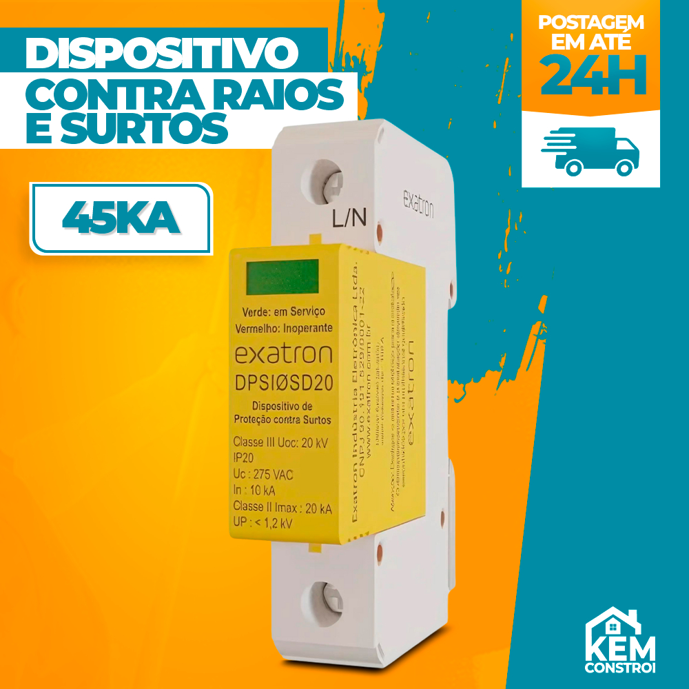 Protetor Contra Raios e Surtos DPS 45KA – Exatron