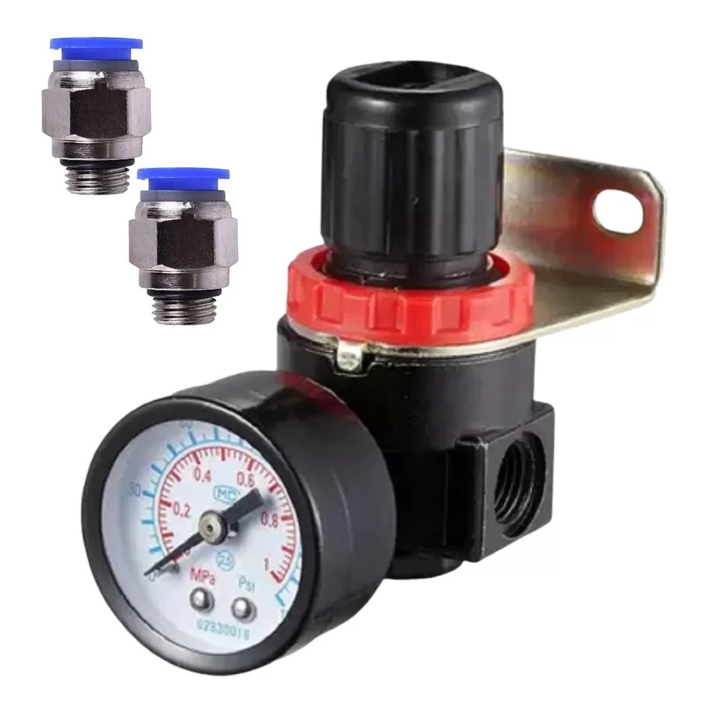 Regulador De Pressão De Ar Compressor 1/4+2 Conexão 1/4 X 8