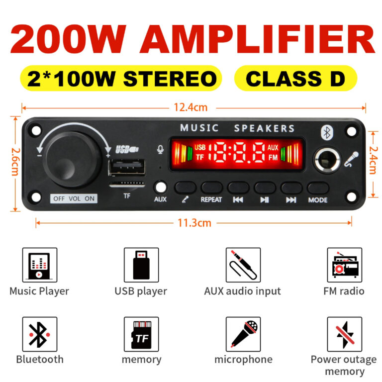 Decodificador bluetooth MP3 200w stereo Tpa3116d2
