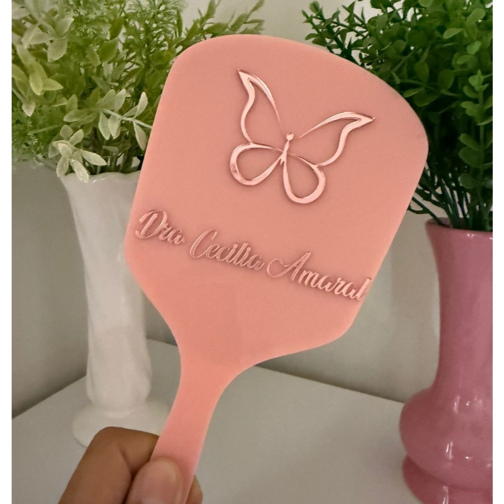 Espelho de Mão Personalizado Consultório Estética Studio Nails e Hair