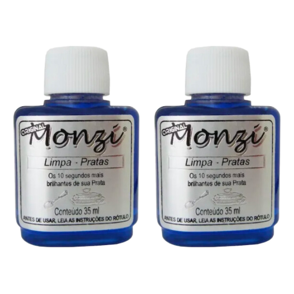 Kit 2 Monzi Limpa Prata 35 Ml Original Azul Prata 925 Maciça