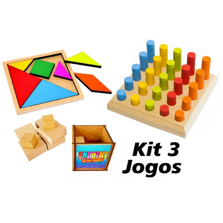 Kit 3 Brinquedos TANGRAM + PINOS DE ENCAIXE + DESA