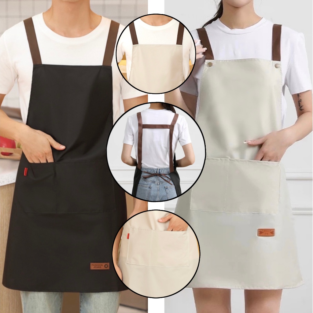 Avental de cozinha resistente a óleo e água, com grandes bolsos frontais e babador ajustável 01-002