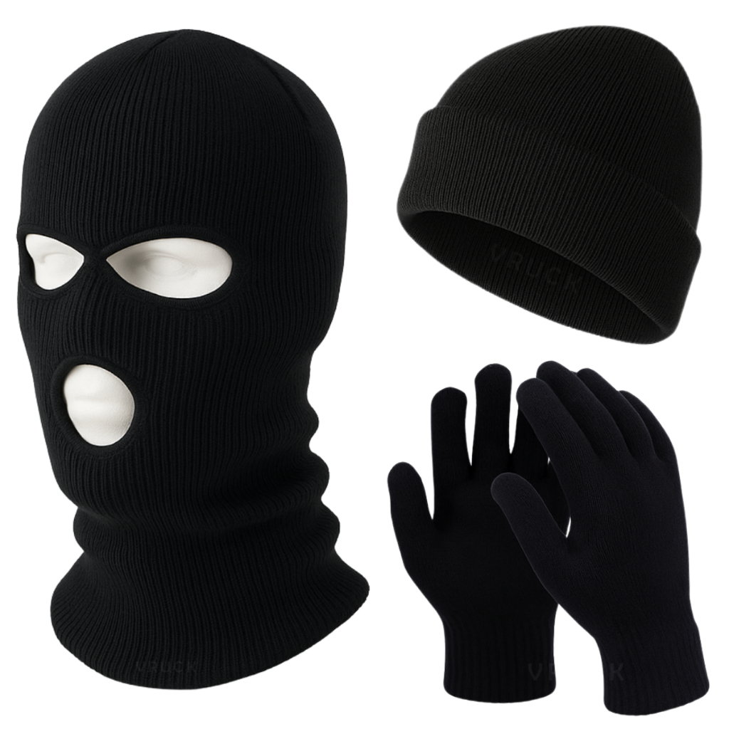 Kit Balaclava Luva Touca Ninja Máscara Motoqueiro Lã Térmica Unissex