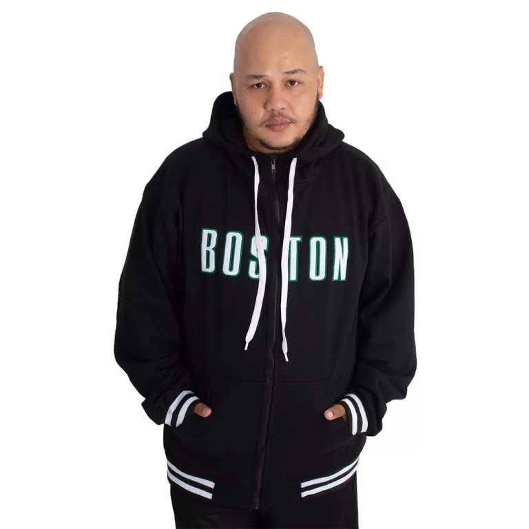 Blusa Moletom Plus Size M10 Boston Preto Fecho-éc