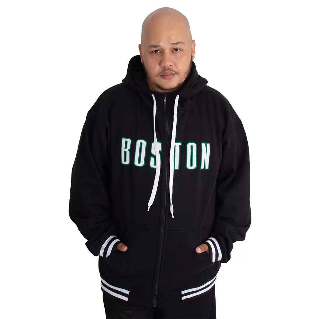 Blusa Moletom Plus Size M10 Boston Preto Fecho-éclair